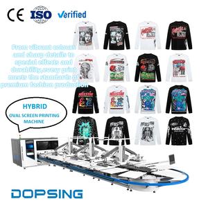 เครื่องพิมพ์สกรีนอัตโนมัติแบบหลายสถานี DOPSING รุ่นใหม่ สภาพใหม่ เครื่องพิมพ์สกรีนทรงวงรีสำหรับเสื้อยืด ระบบ PLC หลายสี - Product Image 2