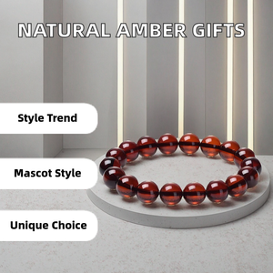 สร้อยข้อมือคริสตัลทรงกลม เครื่องประดับลูกปัดสีแดงขัดเงา - Product Image 2
