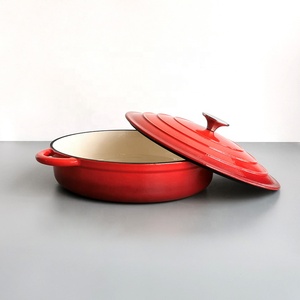 Poêle à rôtir <span class=keywords><strong>en</strong></span> céramique émaillée, Casserole peu profonde ronde <span class=keywords><strong>en</strong></span> <span class=keywords><strong>fonte</strong></span> avec couvercle - Product Image 5