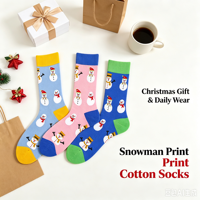 Chaussettes en coton jacquard unisexes pour Noël, motif bonhomme de neige, chaussettes de mode pour les fêtes, motif personnalisé OEM, logo