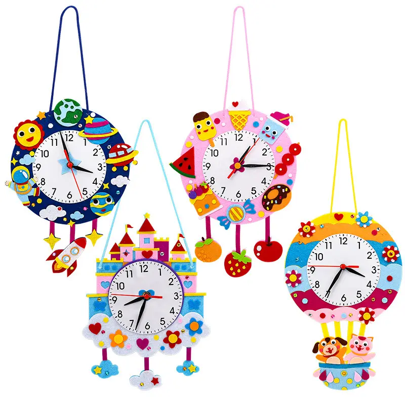 Felt Material Children Craft DIY Handmade Teaching Alarm Clocks For Art Class