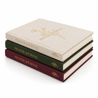 Carnet de prière chrétien personnalisé en gros avec logo, couverture rigide en lin, pour l'étude biblique et la dévotion, avec design en feuille d'or