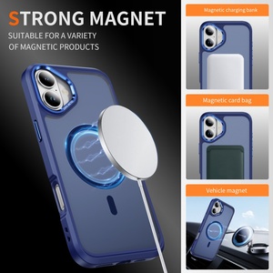 Coque de téléphone givrée translucide pour <span class=keywords><strong>iPhone</strong></span> 17 Air 16 Pro Max 15 14 13 <span class=keywords><strong>12</strong></span> Plus 11, en TPU+PC, mate, magnétique, compatible avec la recharge sans fil - Product Image 5