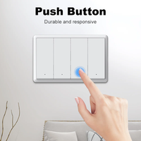 Interrupteur mural intelligent Wi-Fi Matter 1 2 3 4 gangs avec fil neutre, interrupteurs physiques à bouton-poussoir compatibles avec l'application HomeKit