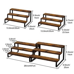 Iron And Wood Combination Shelving <b>Unit</b> 6 Tier Brown Standing Type Durable <b>Storage</b> Rack <b>For</b> <b>Kitchen</b> Cosmetic Display - Product Image 3