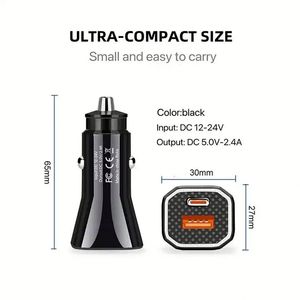 Smallest Dual USB Type C Car Charger 20W Fast Charging USB C Type C Car Charger <b>Adapter</b> with Handle for Mobile Phones - Product Image 4
