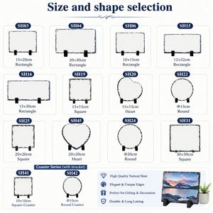 Plaques en pierre vierges personnalisables pour cadeaux, en forme de cœur, rondes, carrées, rectangulaires, pour sublimation, photos et artisanat - Product Image 3