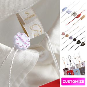 공급 업체는 자신의 브랜드 로고 양각 패션 럭셔리 태그 로프 플라스틱 행 태그 문자열 잠금 의류 씰 태그를 사용자 정의 - Product Image 4