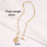 Bijoux fantaisie corde ronde chaîne collier hommes collier 18K or acier inoxydable créatif pièce pendentif colliers en gros
