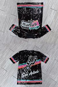 Livraison rapide Nouveauté San Antonio <span class=keywords><strong>Spurs</strong></span> Tops à paillettes Veste Chemise courte <span class=keywords><strong>Maillot</strong></span> pour les fans des <span class=keywords><strong>Spurs</strong></span> pour les matchs des Playoffs Prêt à être expédié - Product Image 3