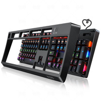 Vente chaude clavier mécanique rvb rétro-éclairage rouge bleu marron noir interrupteur avec main pad détachable filaire version 104 touches