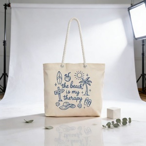 Bolsa de Gimnasio Extra Grande de Lona de Algodón con Asa Larga y Correa para el Hombro DB-0128 Hecha en China para Yoga, Uso Diario, Playa, Venta al por Mayor - Product Image 2