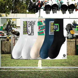 Summer Thin Comfortable Breathable Anti-Bacterial Casual Men's Character Cuff Mid-<b>tube</b> Sports <b>Stockings</b> - Product Image 3
