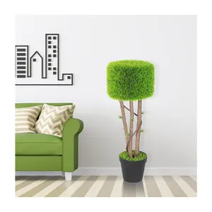 PZ-3-221屋办公室装饰假绿松叶圆柱形树人造塑料草盆栽