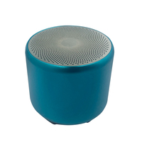 Altavoz Bluetooth portátil personalizado OEM para teléfono móvil, mini altavoz inalámbrico para selfies, pequeño, de acero y metal, color azul.
