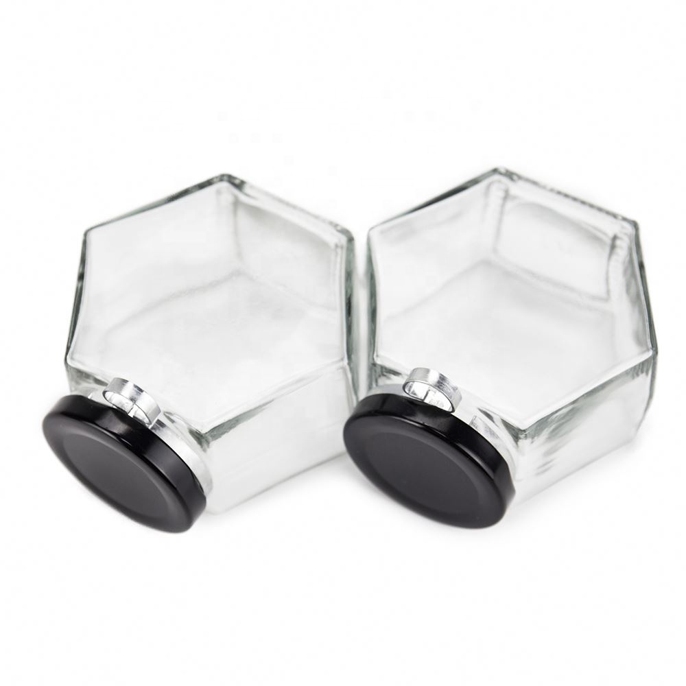 Factory Direct Sales of Transparent Glass Jars 180Ml 220Ml 380Ml Hexagonal Jar Honey