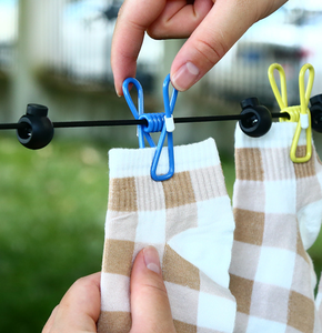 Sèche-<span class=keywords><strong>linge</strong></span> de voyage pliable multifonctionnel en latex, résistant au vent, élastique, montage sur porte/mur - Écologique, gain de place - Product Image 4