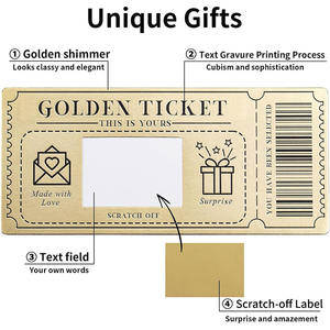 Certificados de regalo sorpresa personalizados, vale de <span class=keywords><strong>cine</strong></span>, regalo de rifa, boleto dorado, tarjetas para rascar con sobres y pegatinas - Product Image 3