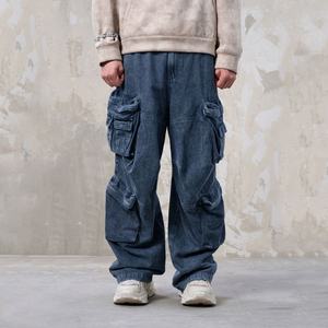 Pantalons de travail en denim ample personnalisés pour hommes de haute qualité, rétro, mi-lourds, Y2k, hip-hop, pantalons de travail d'hiver - Product Image 4