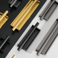 Poignées encastrées modernes en aluminium massif noir mat et or pour armoires, poignées de poche encastrées, poignées à mortaise intégrées pour portes coulissantes d'hôtels et entrepôts