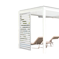 Pavillon d'ombrage à lames orientables en aluminium sur mesure, prêt pour la plage, pour balcon, sans alimentation électrique, commande manuelle, revêtement poudré, écologique