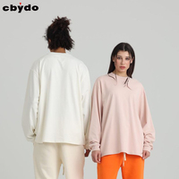 T-shirt blanc uni à manches longues en coton 100% de haute qualité, 275 grammes, surdimensionné, unisexe, pour hommes