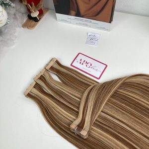 Extensiones de Cabello Humano Virgen de Lujo, Doble Trama, con Cinta Adhesiva, en Color # 4+ # Extensiones de Cabello 18C, Tendencia Top 2026 - Product Image 4