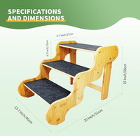 Escalier pour chien en bambou à 3 marches, vente en gros, pour petits chiens