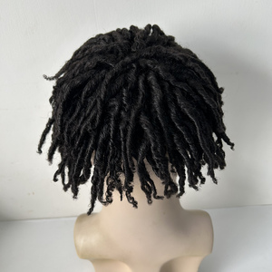 Prothèse capillaire complète en dentelle pour hommes, cheveux humains brésiliens, tresses courtes au crochet, dreadlocks, <span class=keywords><strong>afro</strong></span> 8x10 - Product Image 6