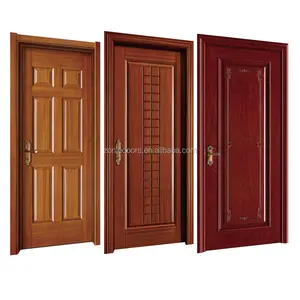 Pintu kayu Interior pintu kayu Internal Flush Hotel kamar ayunan ek merah Amerika dengan kunci pintar