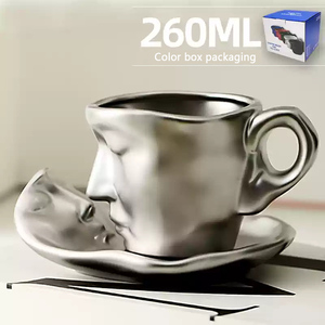 Ensemble cadeau de tasse à café et soucoupe pour couple, design rétro européen créatif, écologique, fait à la main, pour Noël, Nouvel An - Product Image 6