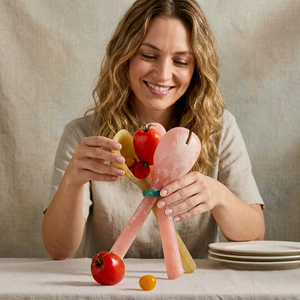Resin <b>Salad</b> Servers Set Pink Yellow Eco-Friendly Dishwasher Safe Manual <b>Salad</b> <b>Tools</b> - Product Image 1