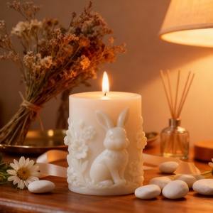 DIY Easter Rabbit Relief Scented Candle Silicone <b>Mold</b>, Cylindrical Scented <b>Wax</b> <b>Mold</b>, Soap <b>Mold</b> - Product Image 3