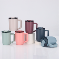 Mug à café personnalisé avec logo, 15 oz, avec poignée, double paroi, en acier inoxydable 304, couvercle anti-fuite, tasse à café portable pour voiture et voyage