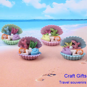 Adorno de paisaje <span class=keywords><strong>en</strong></span> miniatura, artesanía de resina, sirena para acuario, decoración del hogar, regalo de Navidad, accesorio de sirena de concha - Product Image 4