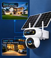 Caméra de sécurité solaire WiFi à double objectif 355 degrés avec batterie 10000 mAh, options de panneau solaire simple ou double