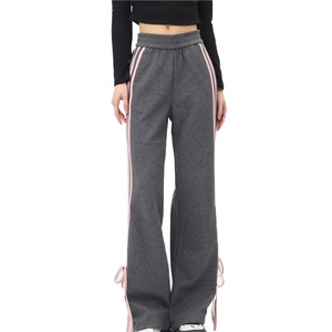 Pantalon de survêtement décontracté pour femme, coupe droite, version étroite, avec nœud et trois bandes, design mode, qualité supérieure, vente en gros - Product Image 4