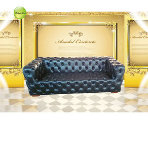 Italiaanse Lederen Chesterfield Sofa Set Antieke Leven Sofa Vintage Fluwelen Zwart Couch Woonkamer Meubels - Product Image 1