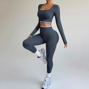 Conjunto de Yoga de 2 Piezas para Mujer, Bloques de Color, Leggings de Cintura Alta con Efecto Push-Up, <span class=keywords><strong>Top</strong></span> sin Mangas, Nailon/Spandex, Secado Rápido, Transpirable, Deportivo - Product Image 6