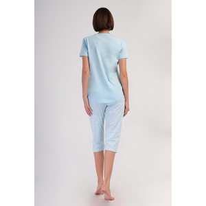 Traje de dormir capri ovalado de manga corta con cuello redondo para mujer - Product Image 1