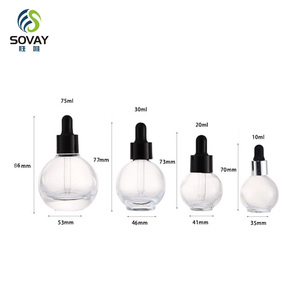 Venta Caliente de Botellas de Vidrio Transparente Ecológicas con Gotero de 10 ml, 20 ml y 50 ml, Forma Esférica Vacía para Aceite Esencial/Perfume/Cuidado de la Piel - Product Image 5