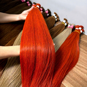 100% Unprocessed Virgin Remy Natural Loose Deep Wave Bulk <b>Braiding</b> Human Hair <b>Extensions</b> Machine Double Weft Red Color - Product Image 1