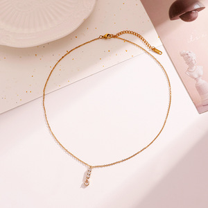 สร้อยคอแสตนเลสสตีล จี้รูปหยดน้ำ ชุบทอง 18k แบบหนามเตย สำหรับใส่ลำลอง - Product Image 3