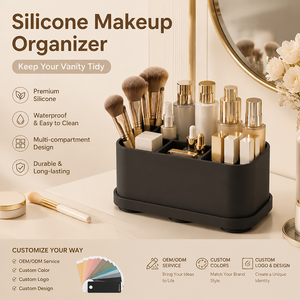 Multi Functional Silicone <b>Makeup</b> Organizer With Suction Cup Base Anti Slip Cosmetic Storage <b>Holder</b> <b>Makeup</b> Brush Organizer - Product Image 1