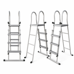 <span class=keywords><strong>Échelle</strong></span> de <span class=keywords><strong>piscine</strong></span> <span class=keywords><strong>amovible</strong></span> avec mains courantes confortables pour piscines extérieures, jardins, patios et loisirs estivaux - Product Image 3