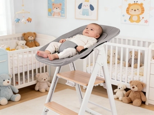 Chaise haute ergonomique et élégante en bois pour bébé, réglable et pliable, avec accessoires en plastique, pour nourrissons, multi-usages - Product Image 6