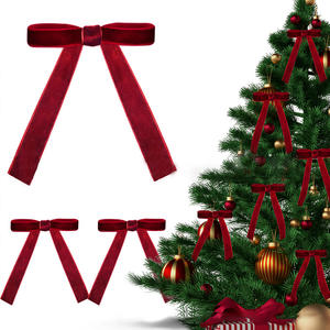 Noeuds de Noël en velours rouge 13cm*18cm, décorations festives pour l'arbre de Noël, décorations de vacances et cadeau portable - Product Image 2