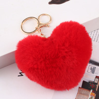 Porte-clés Cœur en Peluche Fait Main Tendance, Pendentif Pompon en Fourrure en Forme de Cœur, Accessoire pour Sac/Téléphone, Vente en Gros Direct Fabricant