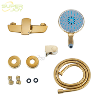 Kit de douche à main doré au design moderne, installation facile, avec tuyau de douche, support et robinet de douche en zinc