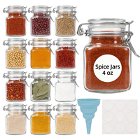 Frascos de Vidrio Herméticos para Especias - Frascos Transparentes con Tapa de Clip de 4oz/2oz, Herméticos y Resistentes a la Humedad para Especias, Hierbas, Sal y Pimienta de Cocina